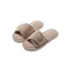 Nuevo Estilo Productos de Importación Directa Tela de Velcro Rayada Pantuflas de Algodón Invierno Antideslizantes Suela Suave Pareja Hogar Pantuflas de Interior