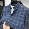Camisa a Cuadros de Manga Larga de Algodón Puro Cepillado Americano Tommy Primavera y Otoño para Hombre de Mediana Edad Antiarrugas Casual de Negocios Lote