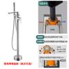 Bañera de piso de cobre grifo de agua fría y caliente lavabo de pedestal de barril de madera lado de baño cabezal de ducha independiente traje