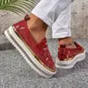Comercio Exterior Transfronterizo Tallas Grandes Verano Nuevo Estilo Slip-On Suela Gruesa Zapatos Perezosos para Mujer con Pedrería, Estilo Coreano Versátil Calzado Casual