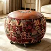 Puf de almacenamiento de cuero estilo bohemio taburete celebridad de internet ropa vieja taburete suave grueso relleno sala de estar dormitorio almacenamiento