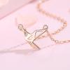 Colar de Origami Tsuru Estilo Japonês e Coreano Feminino Prata Esterlina Tendência Celebridade da Internet Corrente de Ouro Rosa 925 ins Estilo Simples Novo Joia Feminina