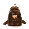 Mochila Linda de Peluche Cabeza de Osito para Niños y Niñas Bolso de Mano con Lazo Elegante de Puntos Estilo Escolar Mochila Infantil