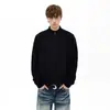 Cardigan Suéter Tricotado com Textura Jacquard de Brilho Simples Retrô Americano para Homens e Mulheres Cardigan Tricotado Casual Preguiçoso