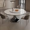 Mesa de Jantar e Cadeiras Ardósia Brilhante Combinação de Mesa de Jantar Moderna Simples Redonda Casa Luxo Leve Apartamento Pequeno Sala de Estar Mesa de Jantar Prato Giratório