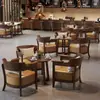 Sofá Personalizado de Madera Maciza para Ocio, Comercial, Descanso, Recepción, Negociación, Mesa y Silla Combinadas para Librería, Bar, Cafetería, Tienda de Té con Leche