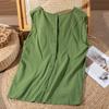 Tops sin mangas de algodón y lino para mujer 2025 Verano Delgados Cuello redondo Sueltos Reductores de edad Mamá Chaleco casual simple para mujer Moderno