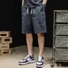 Pantalones cortos de herramientas retro de marca de moda de estilo japonés para hombre, pantalones deportivos americanos con costuras, pantalones de playa sueltos casuales