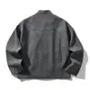 Chaqueta gris de dos piezas falsas con cuello mao Rumeng Laoqianfeng para hombre, primavera y otoño, silueta holgada, abrigo casual de alta gama