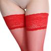 Medias Sexy Transparentes Qinghe con Encaje y Silicona Antideslizantes para Mujer, Delgadas, Efecto Piernas Desnudas, Altas por Encima de la Rodilla