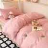 Juego de Ropa de Cama de Tres Piezas para Cama de Dormitorio Estudiantil, Sábana Bajera de Algodón Puro, Sábana Plana, Funda de Edredón Juego de Cuatro Piezas