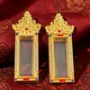 Caja Gahu Estilo Tibetano Aleación de Bronce Caja Vacía Colgante Cuadrado 1*3 Incrustado con Pedrería Cara Única Doble Cara Portátil Amuleto de Buda Estuche Thangka