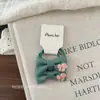 Pinza para el cabello con lazo bordado de dibujos animados en tela estilo coreano, par de gomas para coleta de alta elasticidad para niños y bebés