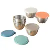 Plato Pequeño de Acero Inoxidable con Tapa de Silicona a Prueba de Fugas, Taza para Salsa, Cocina, Olla Caliente, Salsa para Dipear, Condimento, Salsa de Soja, Plato Pequeño