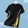 Camiseta de manga corta de seda helada para hombre, malla fina transpirable de verano, secado rápido, camiseta deportiva, corte ajustado, talla grande, ropa de tacto fresco