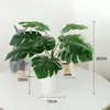 Planta Verde Monstera Bambu Simulação Nórdica Planta Grande Biónica em Vaso Planta Falsa Decoração de Sala de Estar Interna Ornamento de Chão Árvore