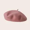Boina de lã clássica de alta costura para outono e inverno para mulheres, boina de lã simples de cor sólida artística retrô universal