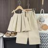 2025 Nuevo Traje de Niña Color Puro Top Chaleco sin Mangas Pantalones Pierna Ancha Conjunto de Dos Piezas Ropa Casual Coreana de Verano para Niñas