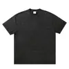 Camiseta Retrô Cor Sólida Vintage Lavada 100% Algodão Oversize Solta Manga Curta Masculina Casal Dopamina Meia-Manga