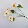 Tallo Único con 4 Cabezas de Flores de Loto de Seda de Niebla, Arreglo Floral Artificial de Camelia para Boda, Flores Falsas Decorativas para Exhibición en Casa