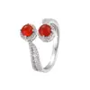 Anillo abierto de ágata roja de moda todo partido diseño inteligente de dos colores anillo de dedo de calcedonia verde anillo preferido para regalo anillo anillo