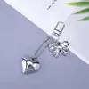 Nuevo Llavero de Metal Electroplateado con Forma de Lazo y Corazón Estilo Ins Colgante para Bolso y Teléfono
