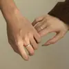Anillos de Pareja para el Día de San Valentín Anillo de Plata de Ley 925 para Mujer con Acabado Mate Cepillado, Simple y Versátil, Anillos de Pareja con Circonita Microincrustada