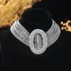 Europa y Estados Unidos Transfronterizo Exagerado Cadena de Garra de Diamantes Completa Collar de Cristal Versión Ancha Moda para Mujer Accesorios para Vestido de Novia