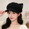 Gorra linda con orejas de gato, gorra de béisbol estilo vintage, gorra octagonal adorable, boina de otoño versión coreana