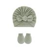Fuente transfronteriza gorro fetal para bebé guantes antiarañazos juego de 2 piezas gorro pullover para bebé gorro indio gorro de orejas de conejo comercio exterior europeo y americano
