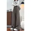 Calças casuais drapeadas estilo coreano/personalizadas para homens e mulheres, corte solto para o outono, calças casuais retas que emagrecem para o trabalho
