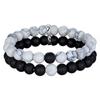 Explosiones Pino Blanco Cuentas Escarchadas Pulsera traje Cuentas Blancas y Negras Pulsera de Pareja Par de Amor Cuentas de Acero Inoxidable