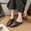 Mules de Suela Gruesa con Espalda Descubierta Estilo Simple 2026 Color Sólido Punta Cuadrada para Mujer Deslizables para Exteriores Tacón de Cuña