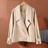 Jaqueta de couro curta estilo coreano para mulheres petite, primavera/outono 2026, nova moda, emagrecimento, redução de idade, casaco de couro super moderno e estiloso