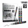 Marcador de Plástico Acrílico con Punta Suave de Líquido Directo Dorado y Plateado para Dibujo a Mano Infantil, Manualidades DIY, Graffiti y Arte Estudiantil Pintura de Alto Brillo