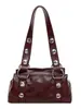 Bolso Tote de Moda con Remaches para Mujer, Bolso de Hombro Versátil Vintage de Alta Gama para el Trabajo y los Viajes Diarios