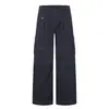 Calça Cargo Reta Estilo Retrô Americano Fengmei para Homens e Mulheres Solta Estilo de Rua Cordão Multi-Bolsos Franzido Casual Perna Larga