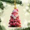 2024 Novo Cruzamento Papai Noel Árvore de Natal Pequeno Pingente Decorações de Natal Pingente Plano de Acrílico