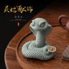 Pedra de areia verde Cobra-rei chinesa, enfeites de chá para animais de estimação, zodíaco chinês, ano da cobra, capa de mesa de chá criativa, artesanato decorativo