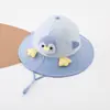 Chapéus Infantis Primavera e Verão Secagem Rápida Finos Chapéus de Pescador Fofo Desenho Animado Pinguim Aba Larga Chapéu de Sol Chapéu de Sol para Uso Externo