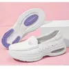 Sapatos de Enfermeira de Couro Femininos com Amortecedor de Ar Grande Embutido Absorção de Choque Alívio de Pressão Respiráveis Sola Macia Pés Não Cansados para Longas Horas em Pé Sapatos de Trabalho Médico e de Enfermagem