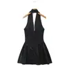 Comercio Exterior Al Por Mayor Primavera Nuevo Estilo Francés Retro Estilo Puro Deseo Sexy Espalda Descubierta Cuello en V Plisado Vestido Halter