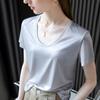 Nuevo estilo de verano, cuello cuchara, manga corta, algodón mercerizado, blanco, textura perlada, blusa suelta