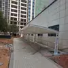 Estructura de membrana en forma de 7 cobertizo de estacionamiento parasol para bicicleta cobertizo de estacionamiento área de fábrica exterior estructura de membrana cobertizo para coche membrana tensada