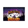 Tela de telón de fondo de Halloween más vendida en Amazon transfronteriza, diseño impreso de alta definición de calabaza y casa embrujada, serie de telas de telón de fondo de decoración festiva