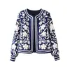 Venta al por mayor transfronteriza 2024 Otoño Nuevo Estilo Estampado Contrastante Holgado Chaqueta de Algodón Estampada en Blanco y Negro + Traje Corto de Cintura Alta para Mujer