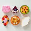 Imanes de refrigerador de resina grandes de comida de juguete (pizza, pastel, pan), accesorios para coche, pegatinas decorativas, colgantes para bolsas, accesorios al por mayor