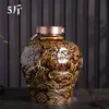 Jarra de Vino de Cerámica Jingdezhen Sellada para el Hogar Xizang 5/5kg Patrón de Dragón Tallado Retro Botella de Vino Vacía Jarra de Vino
