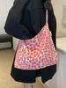 Mochila Fashionável de Grande Capacidade Estilo Coreano para Mulheres 2026 Novo Modelo Simples Nicho Estampa de Leopardo Bolsa de Ombro Bolsa Tote Transversal