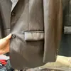 Jaqueta Blazer de Couro PU Moda Clássica Fashionável Retrô com Lapela Nova Primavera e Outono Feminina Casual